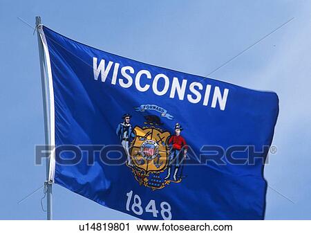Stock Image - State Flag of Wisconsin. Fotosearch