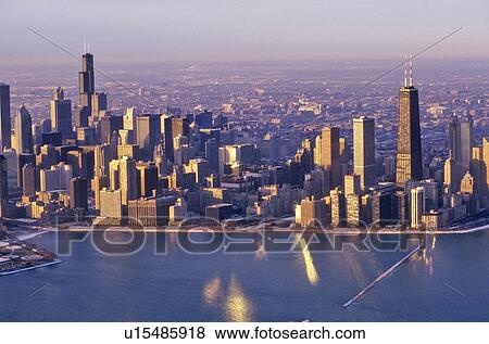 The Chicago Skyline at Sunrise, Chicago, Illinois View Large Photo Image Stock Photo - The Chicago Skyline at Sunrise, Chicago, Illinois. Fotosearch