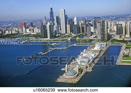 Stock Photo - The Chicago Skyline, Chicago, Illinois. Fotosearch