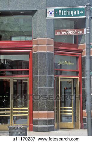 Stock Photo - The Entrance to Saks Fifth Avenue, Chicago, Illinois. Fotosearch