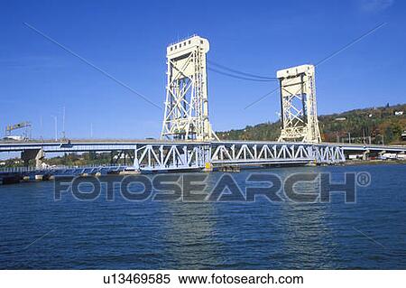 The Portage Lake lift bridge, Houghton-Hancock Bridge in Hancock, Michigan View Large Photo Image Stock Photography - The Portage Lake lift bridge, Houghton-Hancock Bridge in Hancock, Michigan. Fotosearch