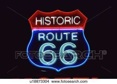 Picture - This is a road sign that says Historic Route 66. Fotosearch