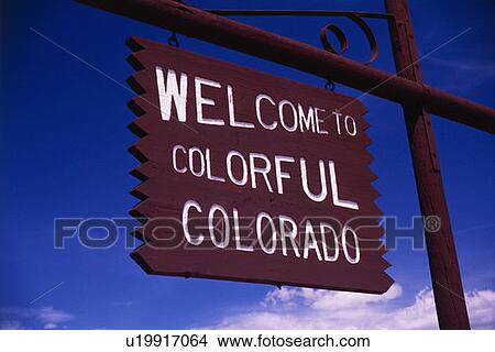 Picture - This is a road sign that says, Welcome to Colorful Colorado. Fotosearch