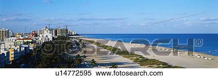Stock Photography - This is a view along the beach and ocean of South Beach Miami.. Fotosearch