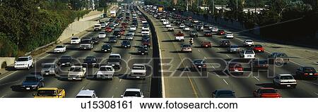 Stock Image - This is rush hour traffic on the 405 Freeway at sunset. Fotosearch
