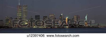 This is the downtown Manhattan skyline and Statue of Liberty View Large Photo Image Stock Photograph - This is the downtown Manhattan skyline and Statue of Liberty. Fotosearch