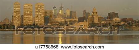 Stock Photo - This is the skyline view from Camden, New Jersey. Fotosearch