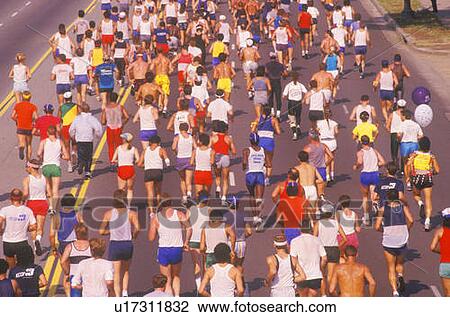 View from behind of group of runners in Marathon View Large Photo Image Stock Image - View from behind of group of runners in Marathon. Fotosearch