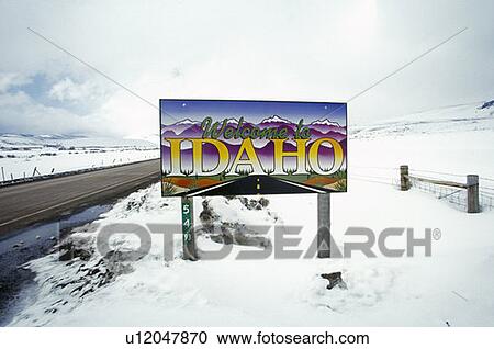 Stock Image - Welcome to Idaho Sign. Fotosearch