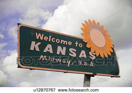 Welcome to Kansas Sign View Large Photo Image Stock Photo - Welcome to Kansas Sign. Fotosearch