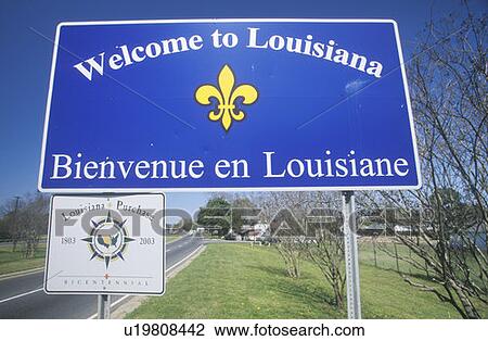 Stock Image - Welcome to Louisiana Sign. Fotosearch