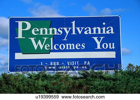 Welcome to Pennsylvania Sign View Large Photo Image Stock Photo - Welcome to Pennsylvania Sign. Fotosearch