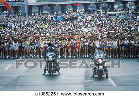 Stock Image - Women's starting line at NY City Marathon, NY. Fotosearch