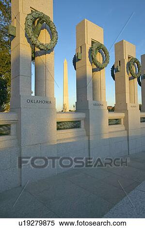 Stock Photography - Wreaths at the U. S. World War II Memorial, Washington D. C. and the National Monument. Fotosearch