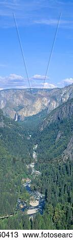 Stock Image - Yosemite Valley and Bridal Veil Falls, Yosemite, California. Fotosearch