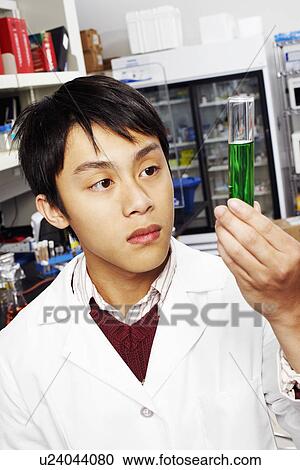 Close-up of a male pharmacist looking at a test tube View Large Photo Image Stock Image - Close-up of a male pharmacist looking at a test tube. Fotosearch