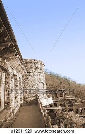 Stock Photo - Balcony of a fort, Neemrana Fort Palace, Neemrana, Alwar, Rajasthan, India. Fotosearch