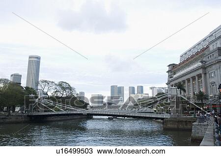 Bridge across a river, Singapore View Large Photo Image Stock Image - Bridge across a river, Singapore. Fotosearch