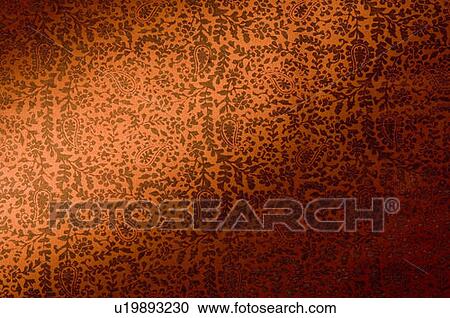 Stock Image - Close-up of a floral pattern on handmade paper. Fotosearch