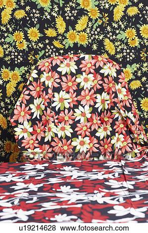 Stock Photo - Close-up of a floral patterned on a tablecloth. Fotosearch