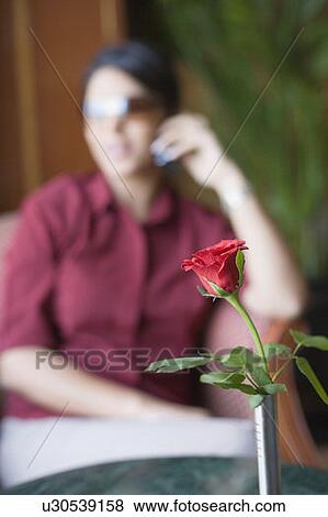 Close-up of a rose with a businesswoman sitting in an armchair in the background View Large Photo Image Stock Photo - Close-up of a rose with a businesswoman sitting in an armchair in the background. Fotosearch