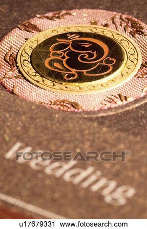 Stock Image - Close-up of a wedding card. Fotosearch
