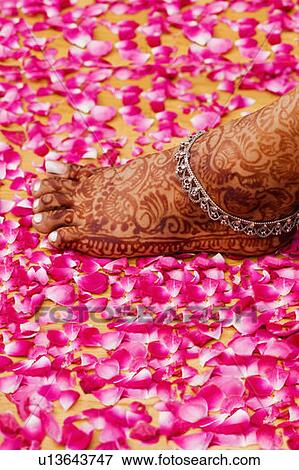 Stock Photo - Close-up of a woman's henna tattooed leg. Fotosearch