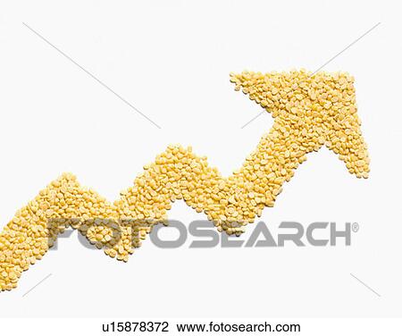 Stock Image - Close-up of bengal grams forming an arrow sign. Fotosearch