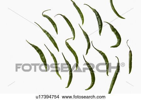Picture - Close-up of green chili peppers. Fotosearch