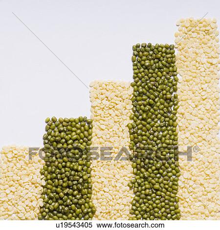 Stock Photography - Close-up of lentils forming a bar graph. Fotosearch