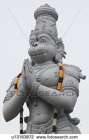 Stock Image - Close-up of the statue of God Hanuman, Tirupati, Andhra Pradesh, India. Fotosearch