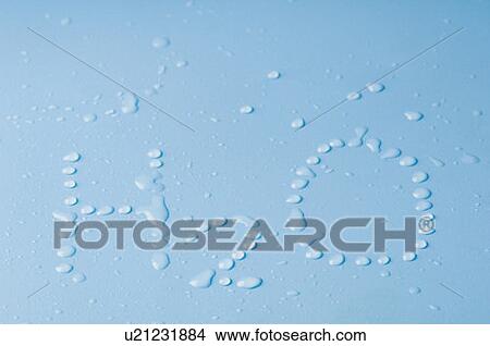 Picture - H2O written with water droplets. Fotosearch