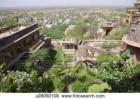 High angle view of a fort, Neemrana Fort Palace, Neemrana, Alwar, Rajasthan, India View Large Photo Image Stock Photo - High angle view of a fort, Neemrana Fort Palace, Neemrana, Alwar, Rajasthan, India. Fotosearch