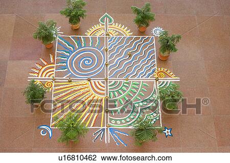Stock Image - High angle view of a rangoli. Fotosearch