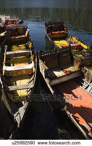 High angle view of boats in a lake View Large Photo Image Stock Image - High angle view of boats in a lake. Fotosearch