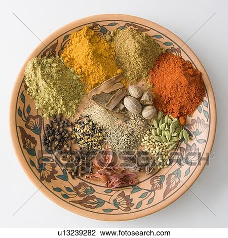 High angle view of spices in a plate View Large Photo Image Stock Image - High angle view of spices in a plate. Fotosearch
