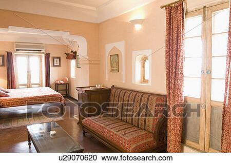 Stock Image - Interiors of a bedroom. Fotosearch