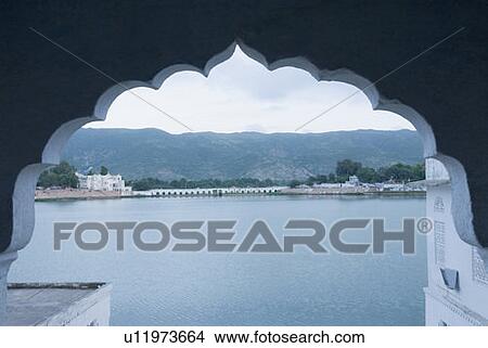 Lake viewed through an arch, Pushkar Lake, Pushkar, Rajasthan, India View Large Photo Image Picture - Lake viewed through an arch, Pushkar Lake, Pushkar, Rajasthan, India. Fotosearch