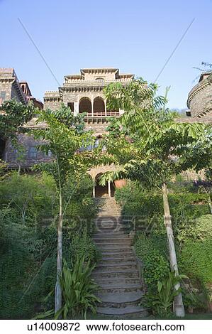 Stock Image - Low angle view of a fort, Neemrana Fort Palace, Neemrana, Alwar, Rajasthan, India. Fotosearch
