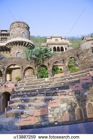 Stock Photo - Low angle view of a fort, Neemrana Fort Palace, Neemrana, Alwar, Rajasthan, India. Fotosearch