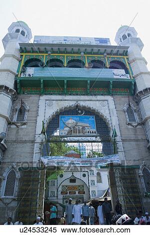 Low angle view of the entrance of a dargah, Ajmer Shriff, Ajmer, Rajasthan, India View Large Photo Image Stock Photography - Low angle view of the entrance of a dargah, Ajmer Shriff, Ajmer, Rajasthan, India. Fotosearch