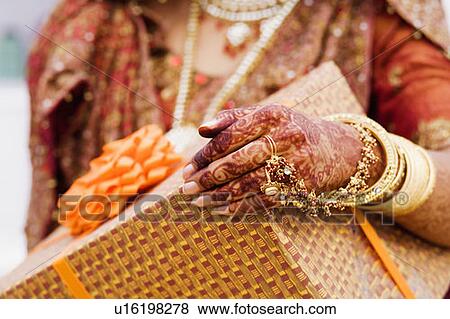 Mid section view of a bride holding a gift View Large Photo Image Stock Photo - Mid section view of a bride holding a gift. Fotosearch