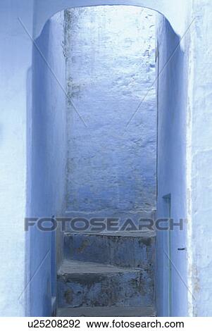 Stock Image - Staircase of a house, Pushkar, Rajasthan, India. Fotosearch