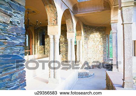 Stock Image - Veranda of a fort, Neemrana Fort Palace, Neemrana, Alwar, Rajasthan, India. Fotosearch