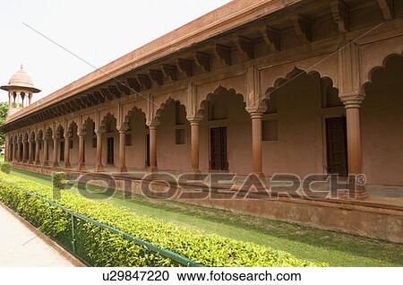 Stock Image - Walkway in front of a mausoleum, Taj Mahal, Agra, Uttar Pradesh, India. Fotosearch