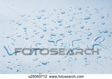 Stock Image - Water written with water droplets. Fotosearch