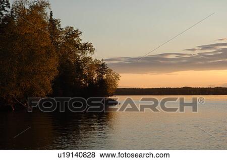 Lake of the Woods at twilight View Large Photo Image Stock Photo - Lake of the Woods at twilight. Fotosearch