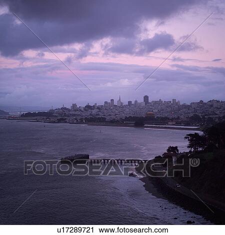 Stock Image - San Francisco Bay at dusk. Fotosearch