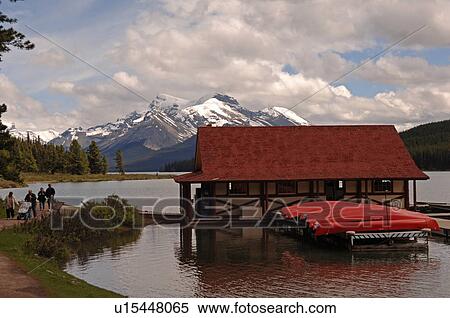 Boathouse on Maligne Lake, Jasper National Park, Canada View Large Photo Image Stock Photography - Boathouse on Maligne Lake, Jasper National Park, Canada. Fotosearch