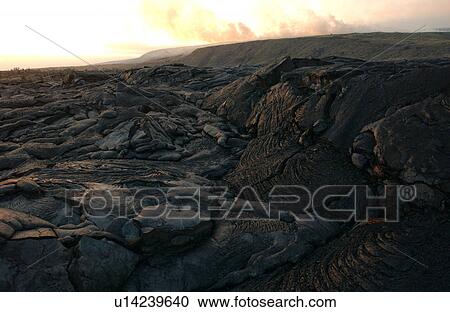 Stock Image - Volcano National Park - Big Island of Hawaii - hardened lava. Fotosearch